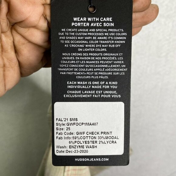 Hudson Womens Multicolor Flat Front Mid Rise Check Stretch Skinny Jeans Size 25 - Picture 6 of 8